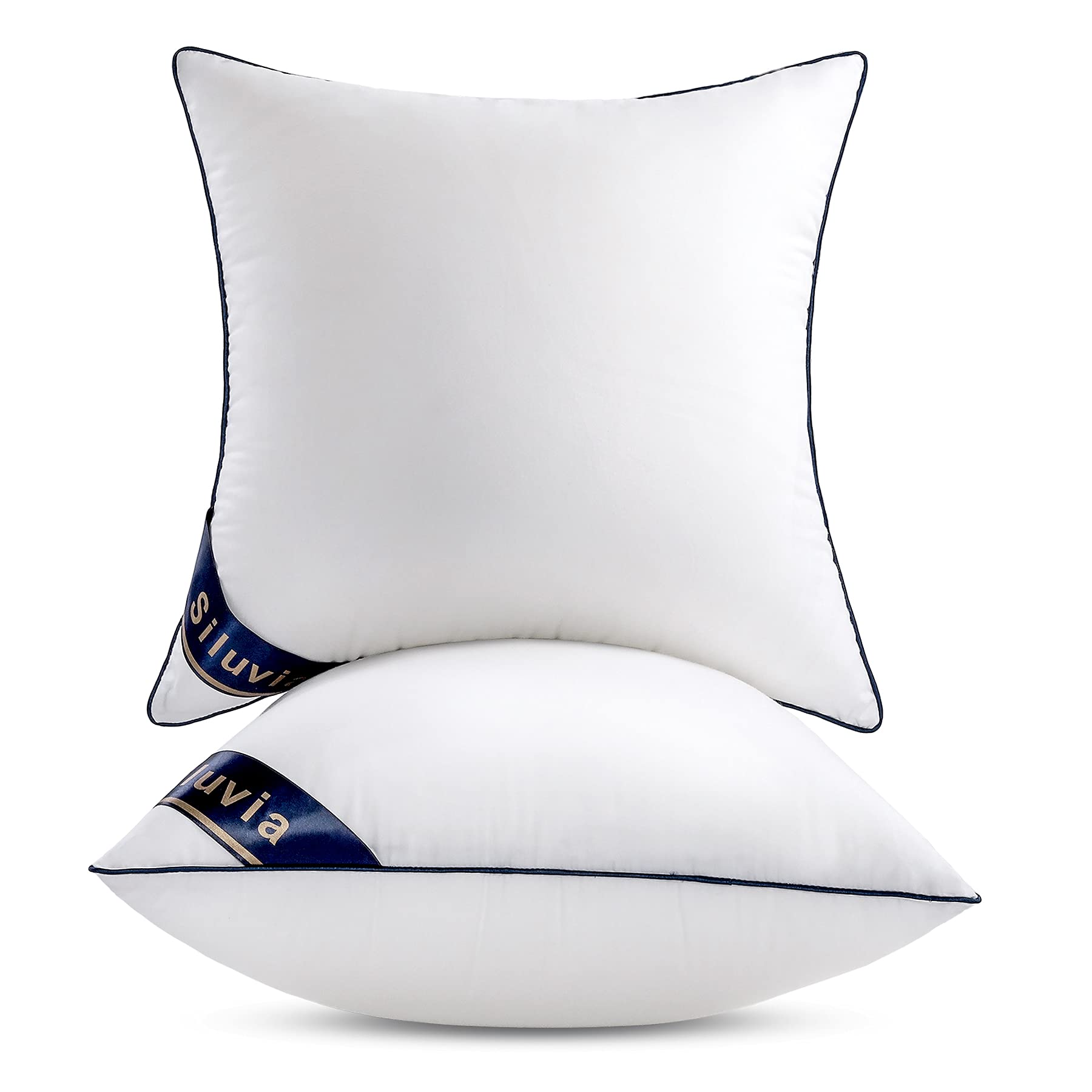 Siluvia 18"x18" Pillow Inserts Set of 2 Decorative 18" Pillow Inserts with 100% Cotton Cover Square Interior Sofa Throw Pillow Inserts Decorative White Pillow Insert Pair Couch Pillow