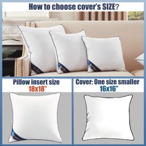 Siluvia 18"x18" Pillow Inserts Set of 2 Decorative 18" Pillow Inserts with 100% Cotton Cover Square Interior Sofa Throw Pillow Inserts Decorative White Pillow Insert Pair Couch Pillow