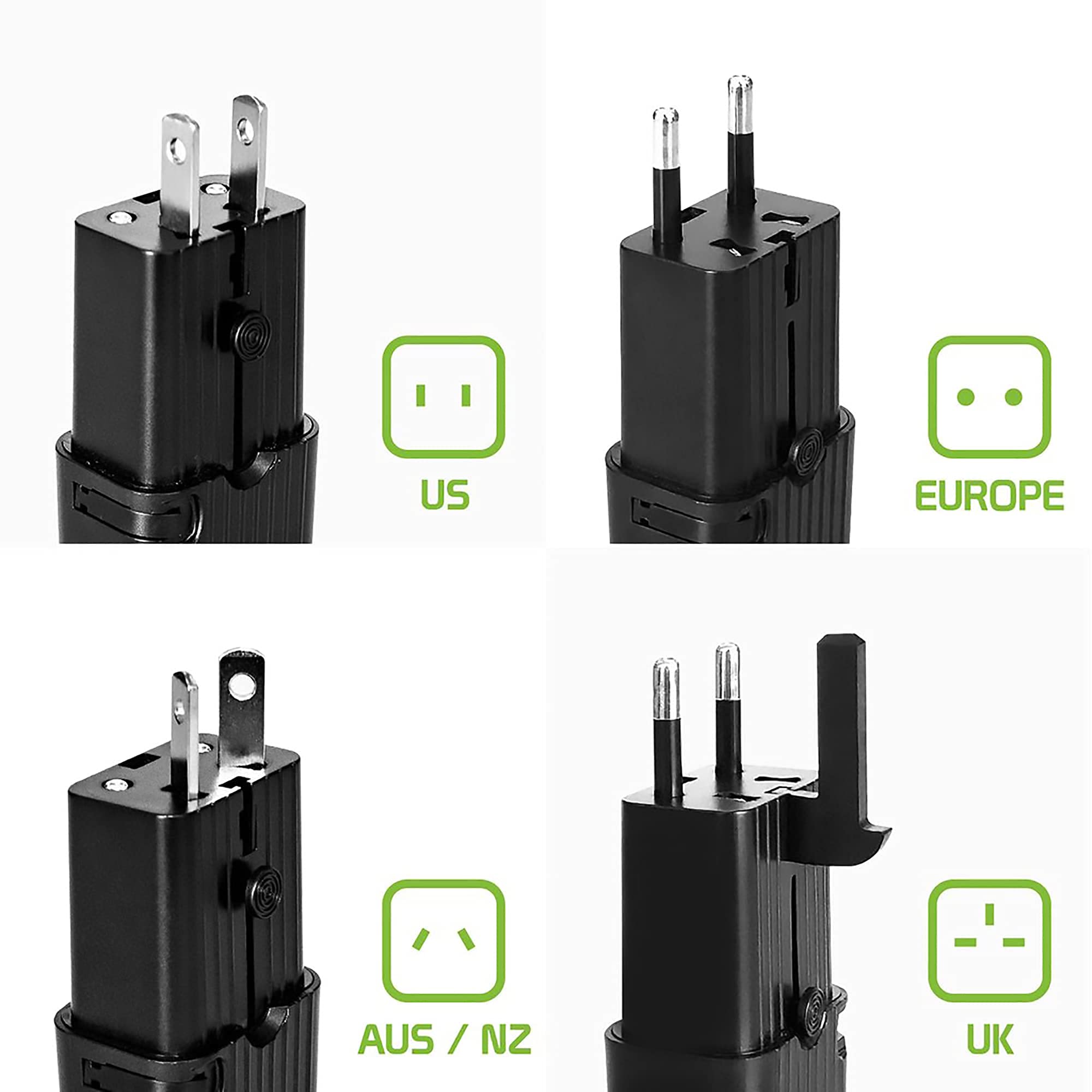 Dual Universal USB Adapter Works for Plantronics BackBeat FIT 2100 for Worldwide Power and Travel Between US/EU/CN/AUS/NZ/UK