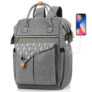 RJEU Laptop Backpack for Women, Travel School Backpack With USB Charging Port, Water Resistant Computer Bag Work Purse, Casual Daypack for Girls, Teacher Nurse Backpack, Gift for Women