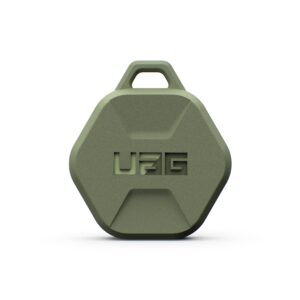 URBAN ARMOR GEAR UAG Designed for AirTag Case Scout Rugged Anti-Scratch Lightweight Silicone Protective Cover Holder with Carabiner Attachment for Keys, Pets, Backpacks - Olive