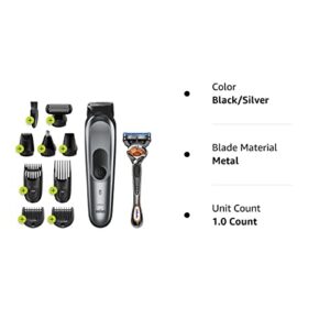 Braun Hair Clippers for Men, MGK7221 10-in-1 Body Grooming Kit, Beard, Ear and Nose Trimmer, Body Groomer and Hair Clipper, Black/Silver