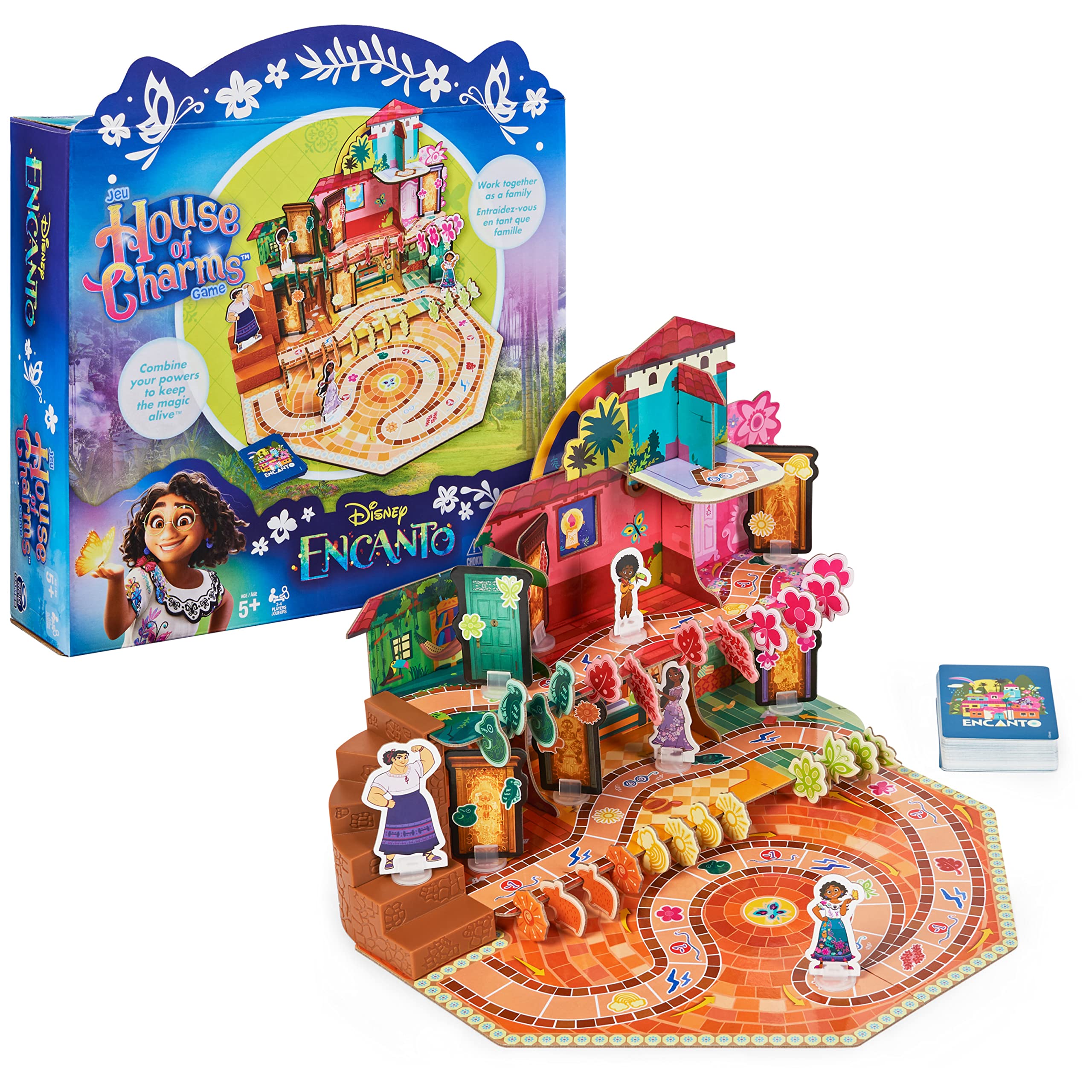 Disney Encanto, House of Charms Cute Easy Family Board Game with Magic Tokens Based on The Movie, for Kids Ages 5 and up