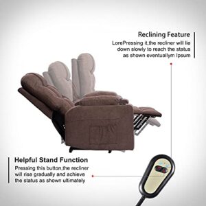 Living Room Power Lift Massage Recliner Chair for Elderly Heated Ergonomic Lounge Fabric Vibratory Massage Chair with Cup Holders/Heating/Remote Control