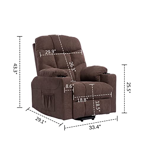 Living Room Power Lift Massage Recliner Chair for Elderly Heated Ergonomic Lounge Fabric Vibratory Massage Chair with Cup Holders/Heating/Remote Control