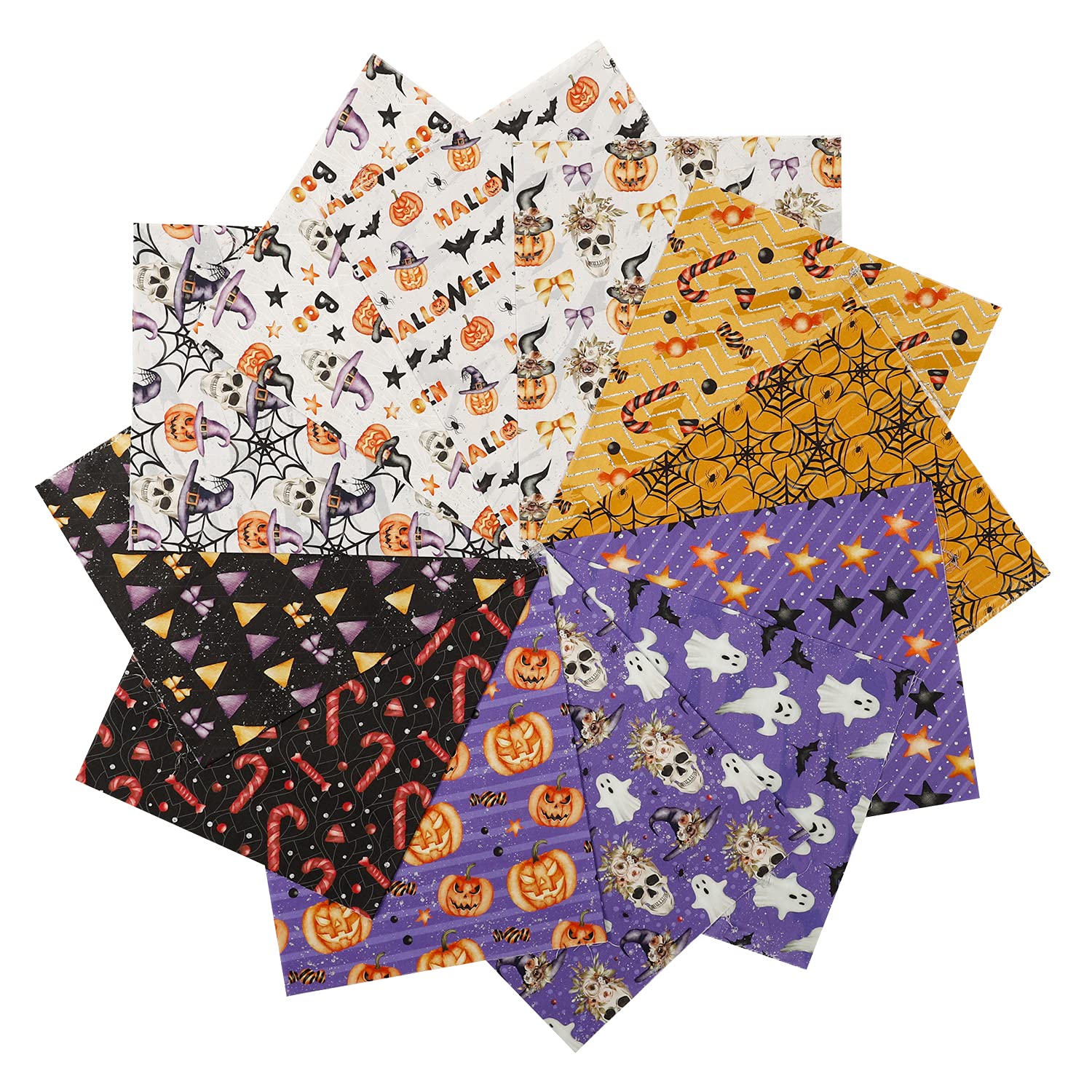 CEYOU Zyoug 12pcs 18x 10.5 inches 46 x 27 cm 100percent Cotton Fabric with 12 Different Pattern Precut Fat Eighth Bundle Fabric for Patchwork DIY Craft Sewing Halloween Pattern