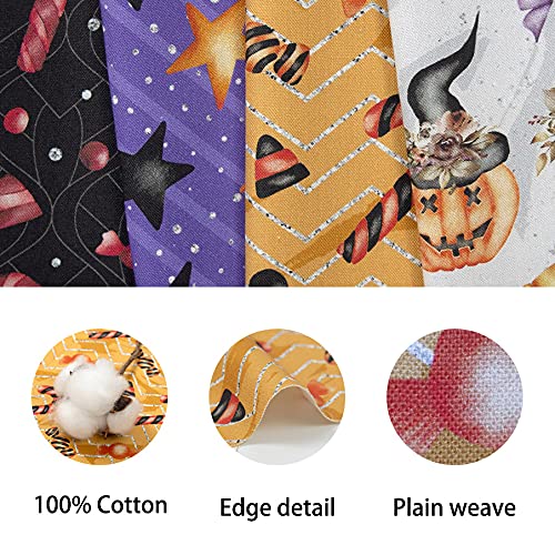 CEYOU Zyoug 12pcs 18x 10.5 inches 46 x 27 cm 100percent Cotton Fabric with 12 Different Pattern Precut Fat Eighth Bundle Fabric for Patchwork DIY Craft Sewing Halloween Pattern