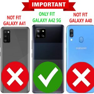 Galaxy A42 5G Case, Samsung A42 5G Phone Case with [Tempered Glass Screen Protector Included], STARSHOP Military Grade Shockproof Protective Dual Layer Phone Cover with Metal Ring Kickstand - Red