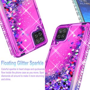 Samsung Galaxy A42 5G Phone Case, Galaxy A42 5G Phone Case, with [Tempered Glass Screen Protector Included] STARSHOP Liquid Bling Sparkle Floating Glitter Quicksand Girls Women Cute- Pink/Purple