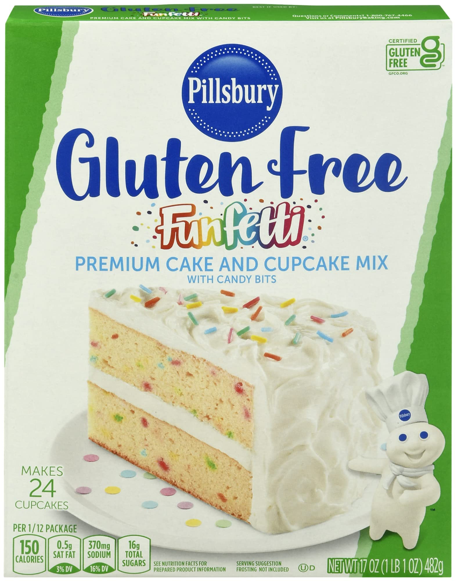 Pillsbury Funfetti Gluten Free Cake and Cupcake Mix with Candy Bits (Pack of 3) with By The Cup Frosting Spreader