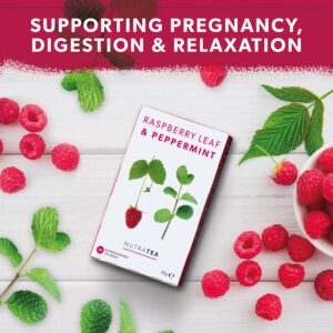 Nutra Tea - Raspberry Leaf & Peppermint Tea - Raspberry Leaf Tea For Pregnancy & Expectant Mothers - 20 Tea Bags - Herbal Tea - (1 Pack)