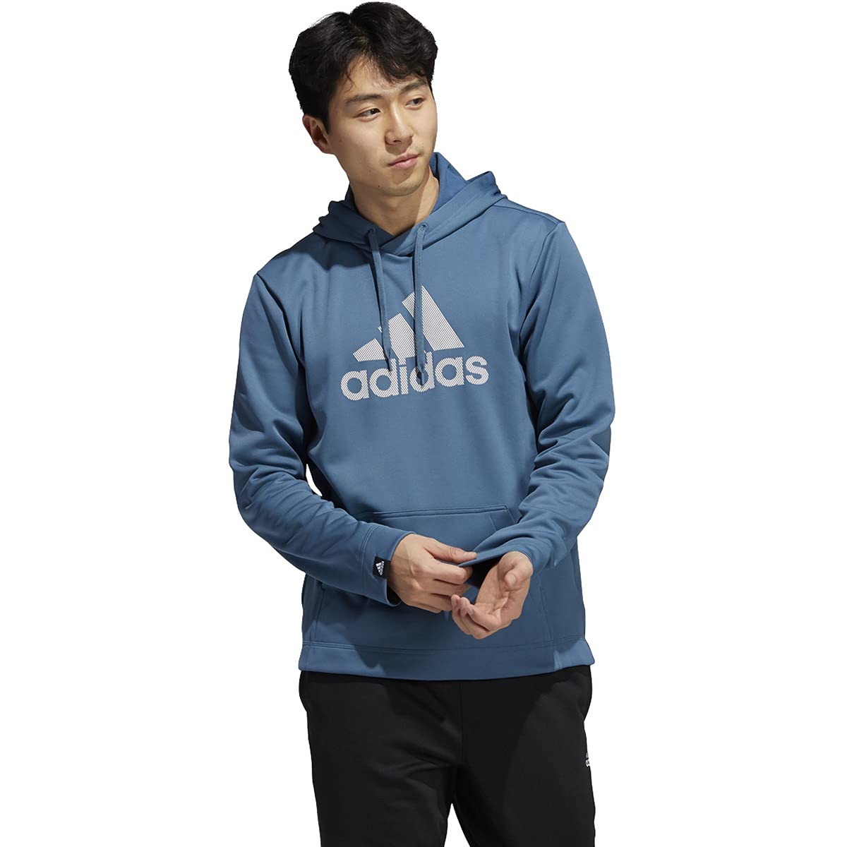 adidas Men's Game and Go Big Badge of Sport Hoodie, Orbit Indigo/Orbit Indigo, Large