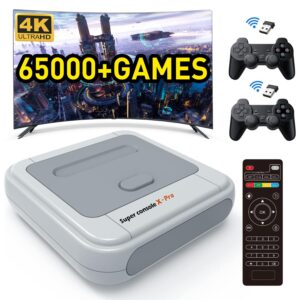 kinhank retro game console,super console x pro emulator console with 65000+ video games,video game console with 70+emulator,dual system,game consoles for 4k tv,5 players,lan/wifi,best gifts for men