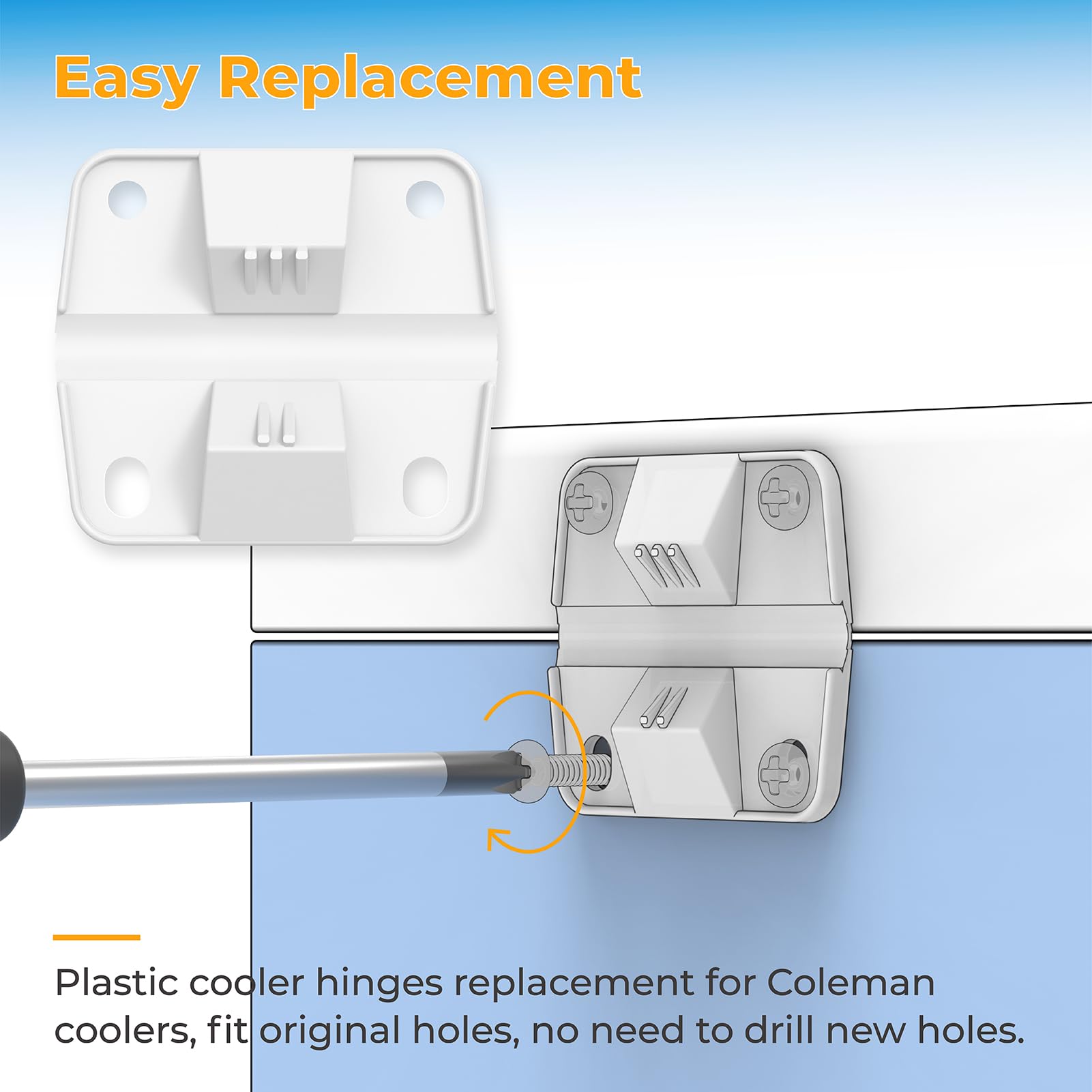 Cooler Replacement Plastic Hinges & Screws Set Compatible with Coleman Coolers | 4 Pack