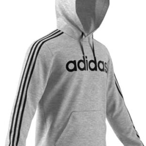 adidas Men's Essential 3-Stripe Logo Hoodie, Heather Grey, XL