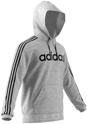 adidas Men's Essential 3-Stripe Logo Hoodie, Heather Grey, XL