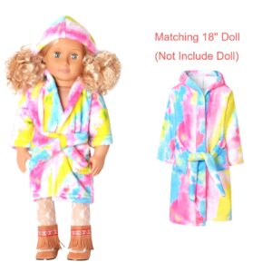 Jxstar Matching Girls&Doll Robe Kids Bathrobes American Girl Plush Fleece Tie Dye Pajamas,Size 6 7