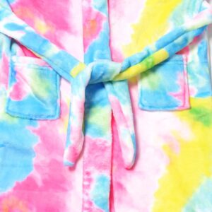 Jxstar Matching Girls&Doll Robe Kids Bathrobes American Girl Plush Fleece Tie Dye Pajamas,Size 6 7