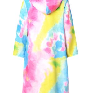 Jxstar Matching Girls&Doll Robe Kids Bathrobes American Girl Plush Fleece Tie Dye Pajamas,Size 6 7