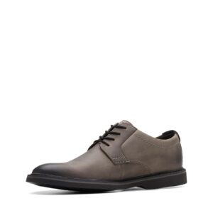 clarks atticus lt lace dark grey leather 8 d (m)