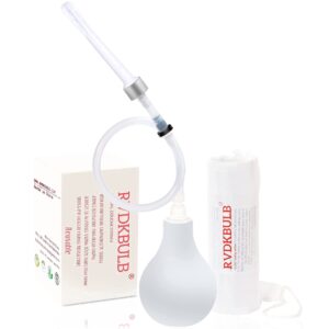 RVDKBULB Natural Vaginal Cleansing System with 3 One-Way Valves - Vaginal Douche for Women, 18 inches Long Hose, Free of PVC & Phthalates & BPAs, 12 Fl Oz, White