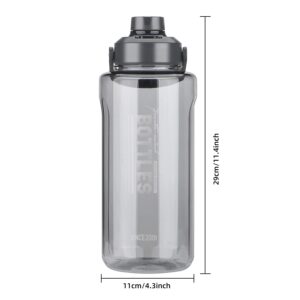 Olerd Half Gallon/64oz Water Bottle With Handle, Leak proof with removable strainer, BPA Free Fitness 2L Sports Water Jug, ensure You Drink Enough Water Daily for Gym and Outdoor Sports(Grey)