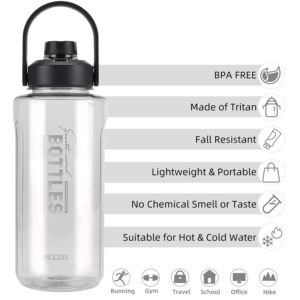 Olerd Half Gallon/64oz Water Bottle With Handle, Leak proof with removable strainer, BPA Free Fitness 2L Sports Water Jug, ensure You Drink Enough Water Daily for Gym and Outdoor Sports(Grey)