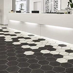 Vintage Hex Porcelain Floor and Wall Tile, 14.125" x 16.25", Black/Brown FNURTXNG Tile, 14.125" x 16.25", 9 Pieces