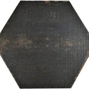 Vintage Hex Porcelain Floor and Wall Tile, 14.125" x 16.25", Black/Brown FNURTXNG Tile, 14.125" x 16.25", 9 Pieces