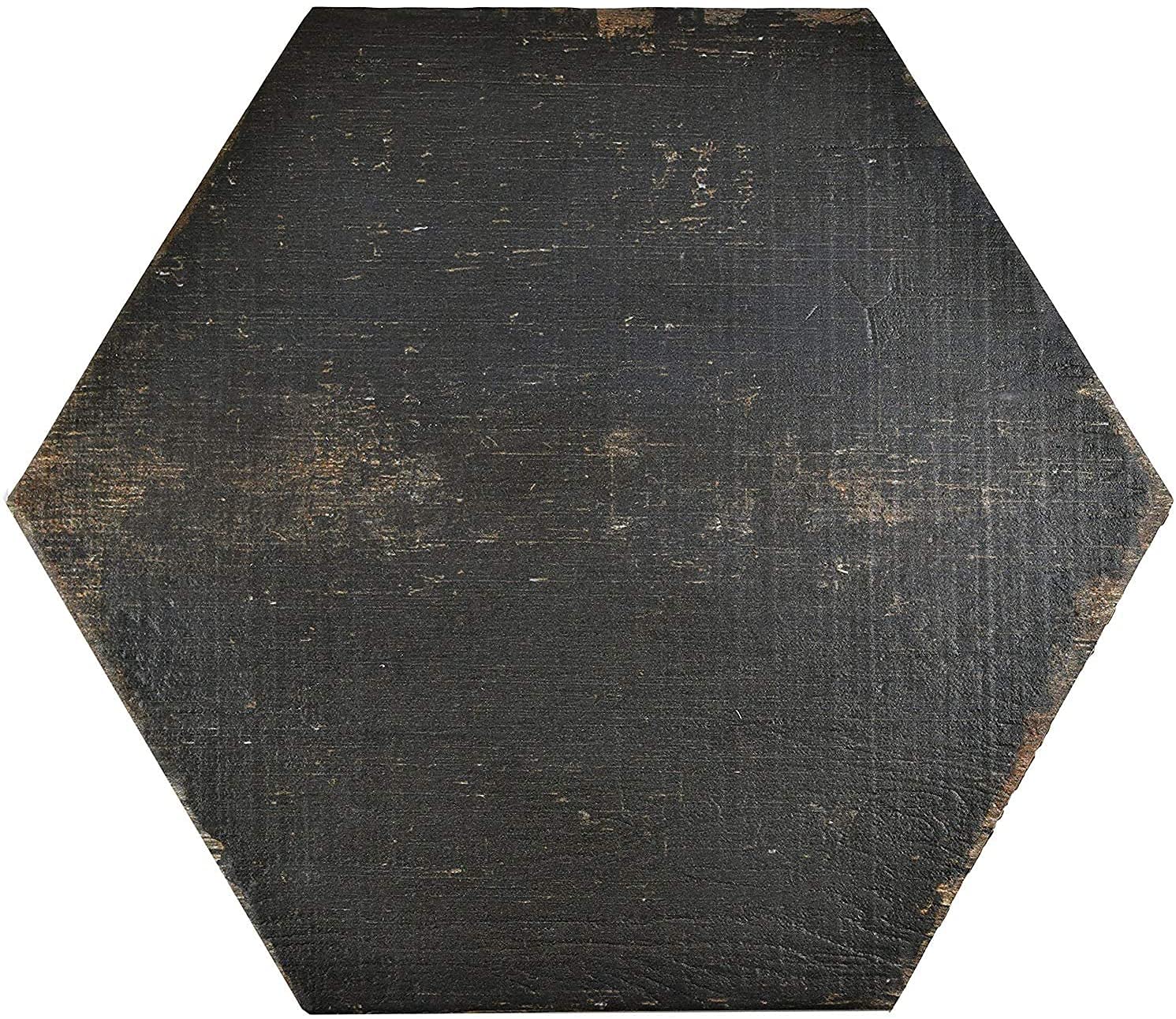 Vintage Hex Porcelain Floor and Wall Tile, 14.125" x 16.25", Black/Brown FNURTXNG Tile, 14.125" x 16.25", 9 Pieces