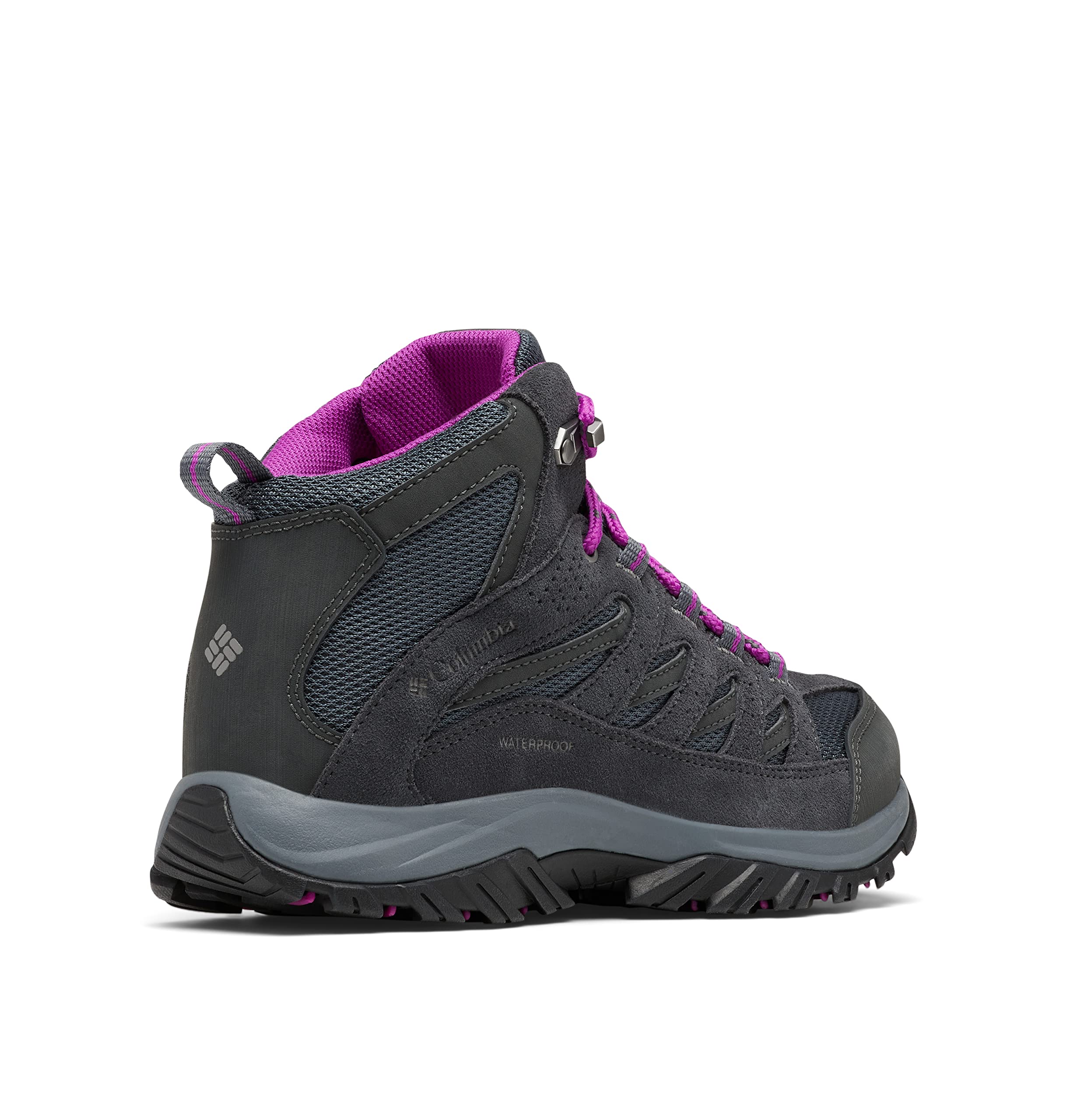 Columbia Womens Crestwood Mid Waterproof Boot Hiking Shoe, Graphite, Bright Plum, 7.5 US