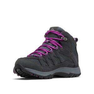 Columbia Womens Crestwood Mid Waterproof Boot Hiking Shoe, Graphite, Bright Plum, 7.5 US