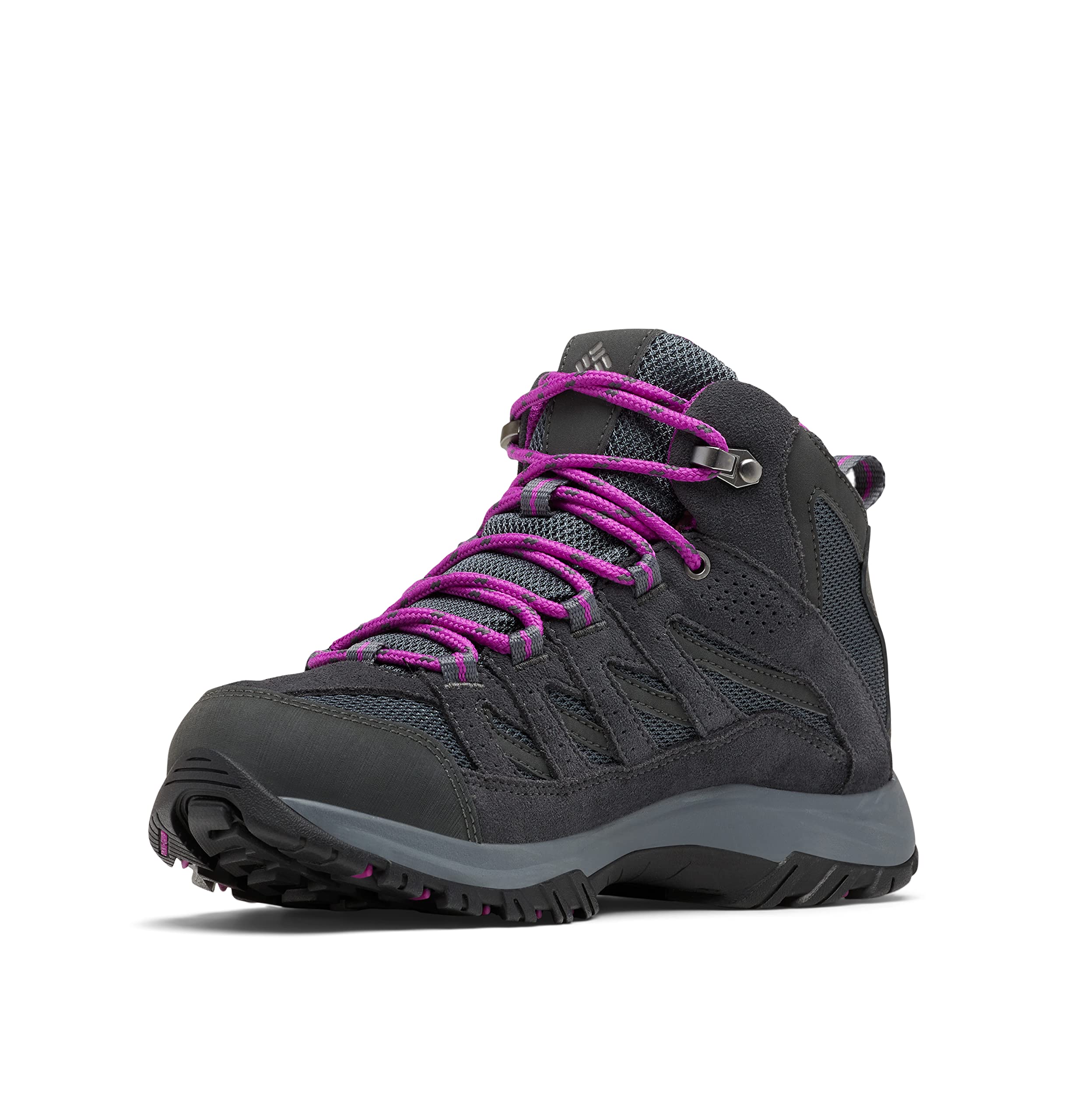 Columbia Womens Crestwood Mid Waterproof Boot Hiking Shoe, Graphite, Bright Plum, 7.5 US