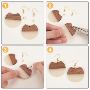 OLYCRAFT 173pcs Resin Wooden Earring Pendants Gap Flat Round Vintage Resin Walnut Wood Statement Earring Findings with Earring Hooks and Jump Rings for Necklace Earring Making - 6 Colors