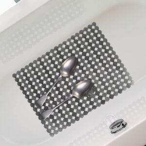 Qulable 2Pack Kitchen Sink Mat for Stainless Steel/Ceramic Sinks, PVC Eco-friendly Protectors for Bottom of Kitchen Sink, Adjustable, Fast Draining, Dots Design, 11.8x15.7 (Black Translucent)