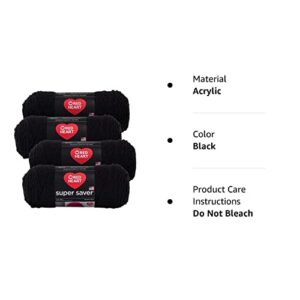 Red Heart Super Saver Yarn (4-Pack of 7oz Skeins) (Black)