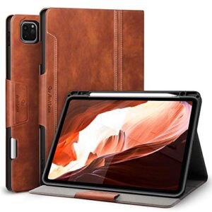 antbox case for ipad pro 11 inch 4th generation (2022)/3rd/2nd/1st gen vegan leather with pencil holder auto sleep/wake function ipad pro 11 cover (brown)