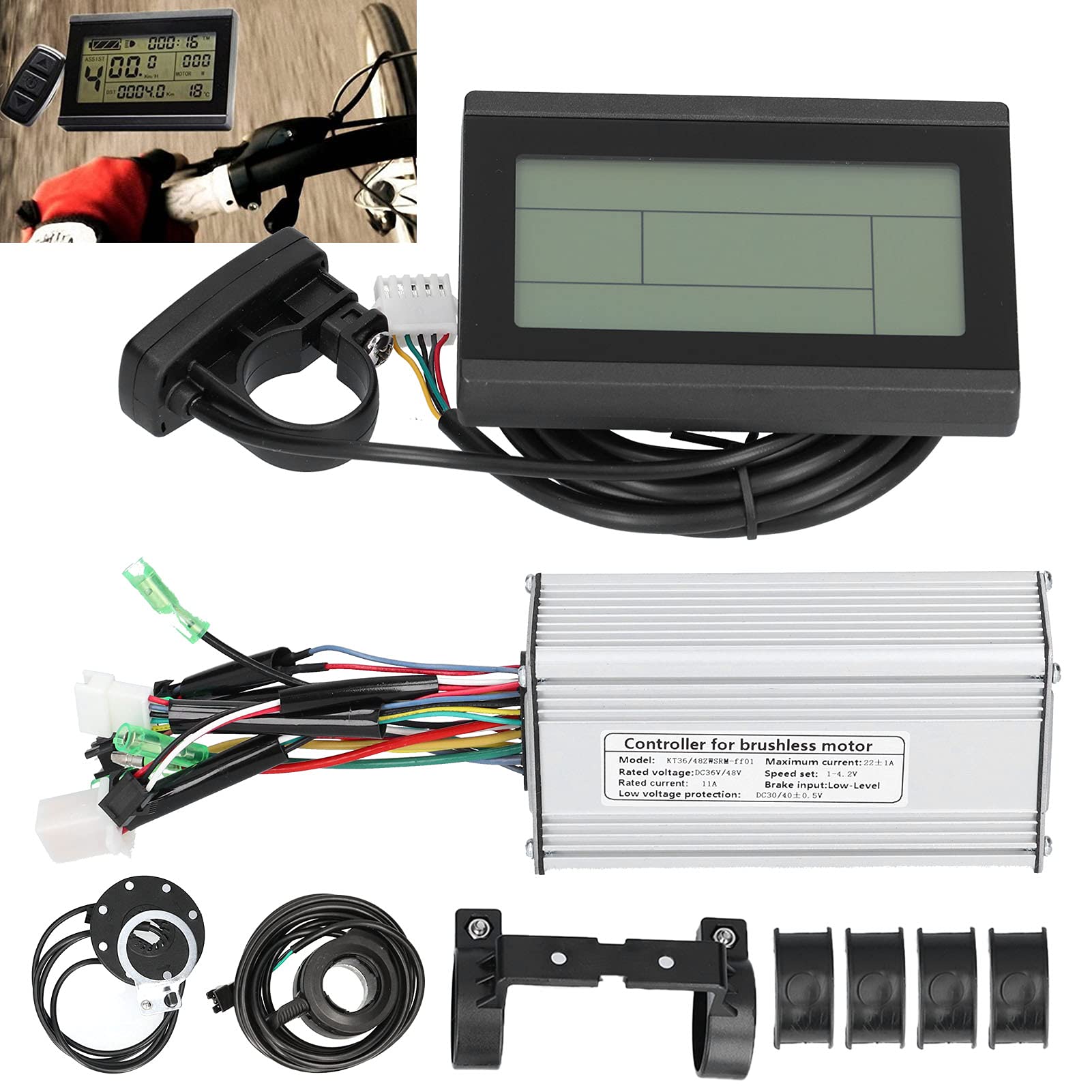 BTER E-Bike Motor Controller Kit, 36V48V 500W Electric Bike Motor Speed Controller with LCD Display, DIY E-Bike Conversion Kit for KT, for Electric Bicycle, Scooter, Electric Skateboard