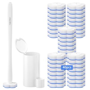 topo bear disposable toilet bowl brush with 40 toilte wand refills, toilet bowl cleaner wands, toilet cleaning system starter kit