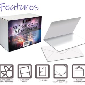 Better Office Products 50-Pack All Occasion Greeting Cards Box Set, 4 x 6 inch, 50 Assorted Blank Note Cards & 50 Envelopes, 6 Cosmic Galaxy Designs, Blank Inside, 50 Pack