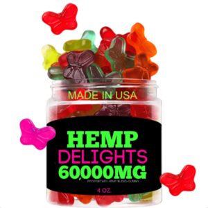 HEMP GUMMIES BEST TASTING, BUTTERFLY SHAPED, FRESH FRUITY, NATURAL HEMP for SLEEP-MADE in USA-4 OZ.