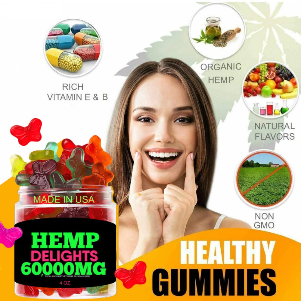 HEMP GUMMIES BEST TASTING, BUTTERFLY SHAPED, FRESH FRUITY, NATURAL HEMP for SLEEP-MADE in USA-4 OZ.