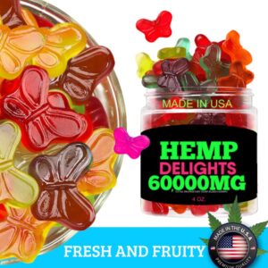 HEMP GUMMIES BEST TASTING, BUTTERFLY SHAPED, FRESH FRUITY, NATURAL HEMP for SLEEP-MADE in USA-4 OZ.