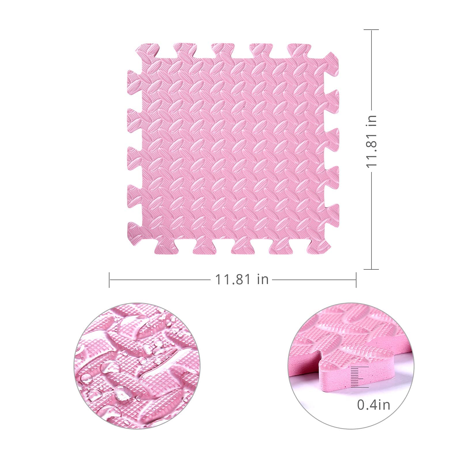 Tamiplay Foam Play Mat for Baby, 0.4 Inch Thicked Interlocking Floor Mats with Solid Colors, Squares Baby Play Mat, EVA Foam Puzzle Floor Mat Foam Mats for Kids, Toddlers, 16 Tiles(Beige/Pink)