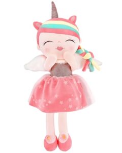 gagaku plush baby girl dolls 17'' soft unicorn stuffed animal rag doll for girls unicorn gift toys with gift bag - pink