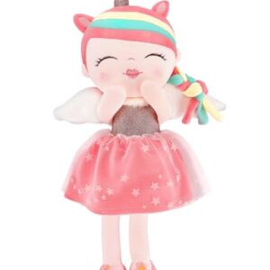 GAGAKU Plush Baby Girl Dolls 17'' Soft Unicorn Stuffed Animal Rag Doll for Girls Unicorn Gift Toys with Gift Bag - Pink