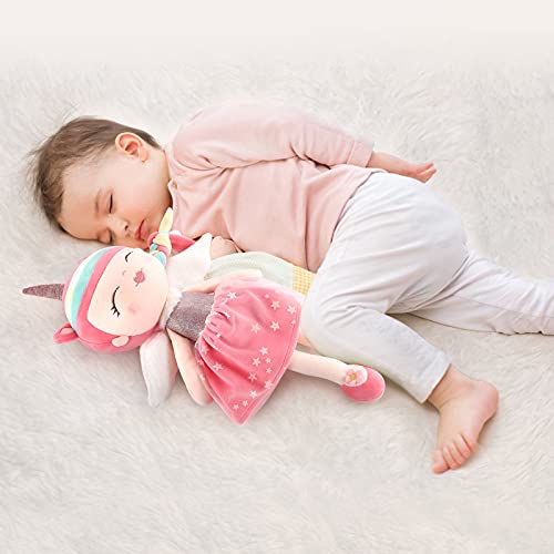 GAGAKU Plush Baby Girl Dolls 17'' Soft Unicorn Stuffed Animal Rag Doll for Girls Unicorn Gift Toys with Gift Bag - Pink