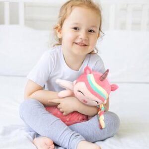 GAGAKU Plush Baby Girl Dolls 17'' Soft Unicorn Stuffed Animal Rag Doll for Girls Unicorn Gift Toys with Gift Bag - Pink