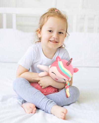 GAGAKU Plush Baby Girl Dolls 17'' Soft Unicorn Stuffed Animal Rag Doll for Girls Unicorn Gift Toys with Gift Bag - Pink