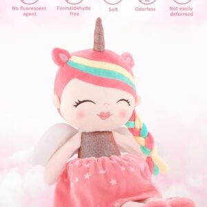 GAGAKU Plush Baby Girl Dolls 17'' Soft Unicorn Stuffed Animal Rag Doll for Girls Unicorn Gift Toys with Gift Bag - Pink